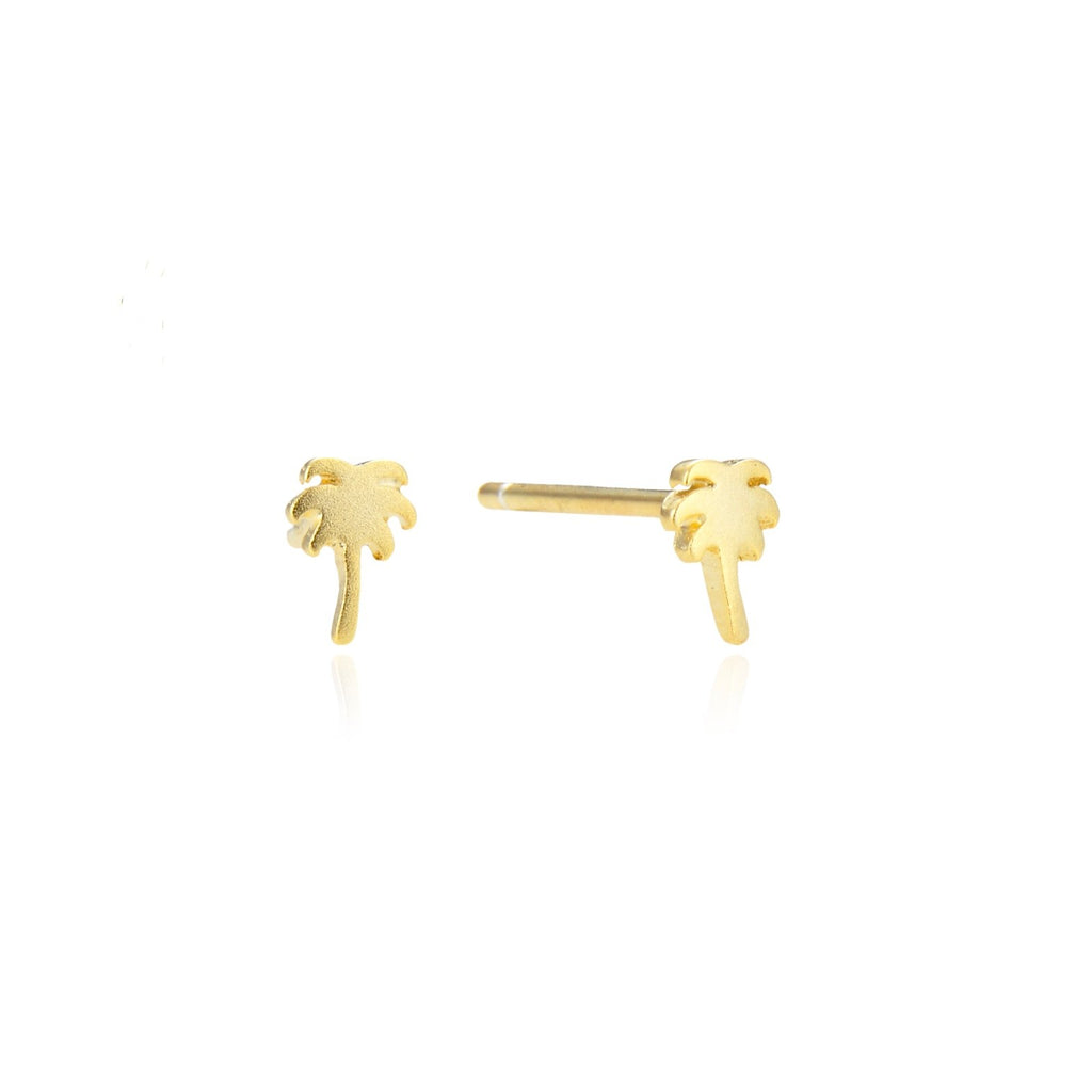 Palm stud øreringe guldbelagt