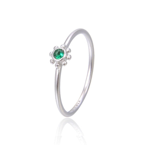 Green small sun ring sølv