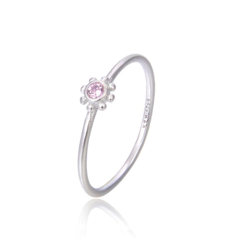 Pink small sun ring sølv