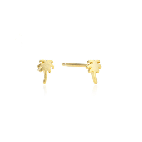 Palm stud øreringe guldbelagt
